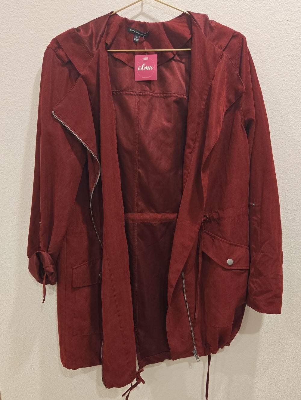 Staccato Rust Red Hooded Utility Jacket